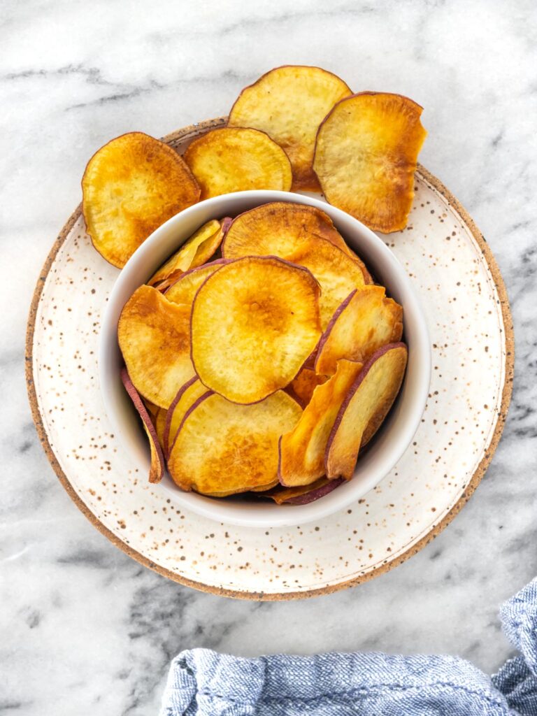 Chips de batata doce na airfryer bem simples